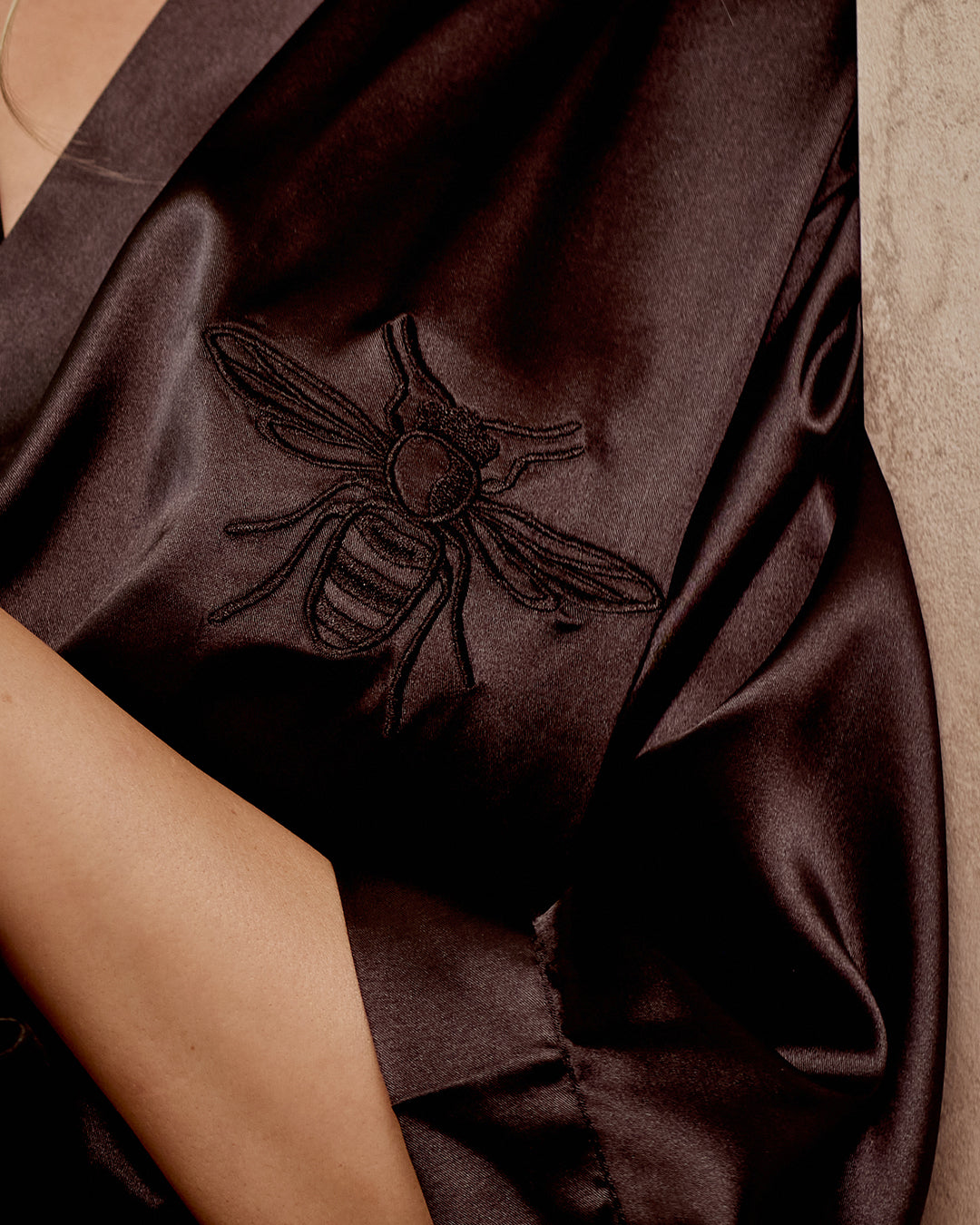 Satin Robe - Midnight Black